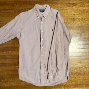 Ralph Lauren Button Down‎ Shirt Mens L Red White Checkered Long Sleeve Casual